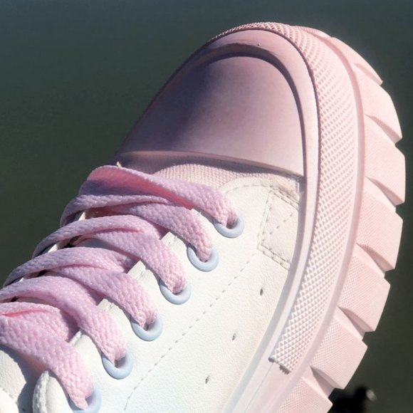 NEW Pastel Pink Blue Ombre Kawaii Cute Platform Low Top Laced Up Sneakers Shoes - Picture 7 of 11